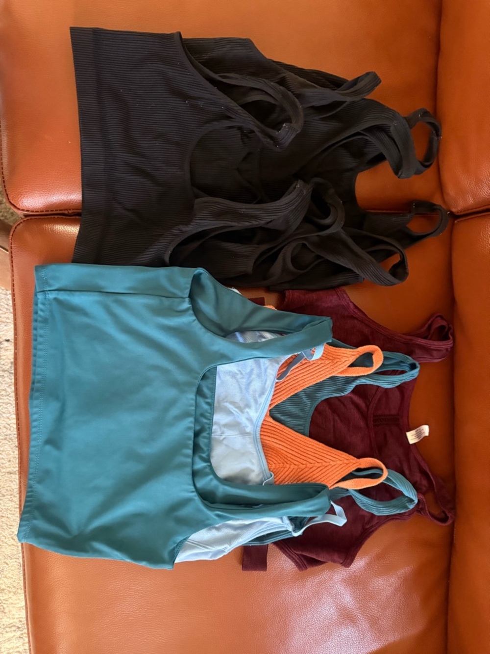 Bralette Lot Mixed Ribbed and Smooth - Teal, Black, Orange, Burgundy etc